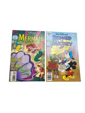 Vintage Disney The Little Mermaid & Donald Mickey Comic Books Lot Of 2